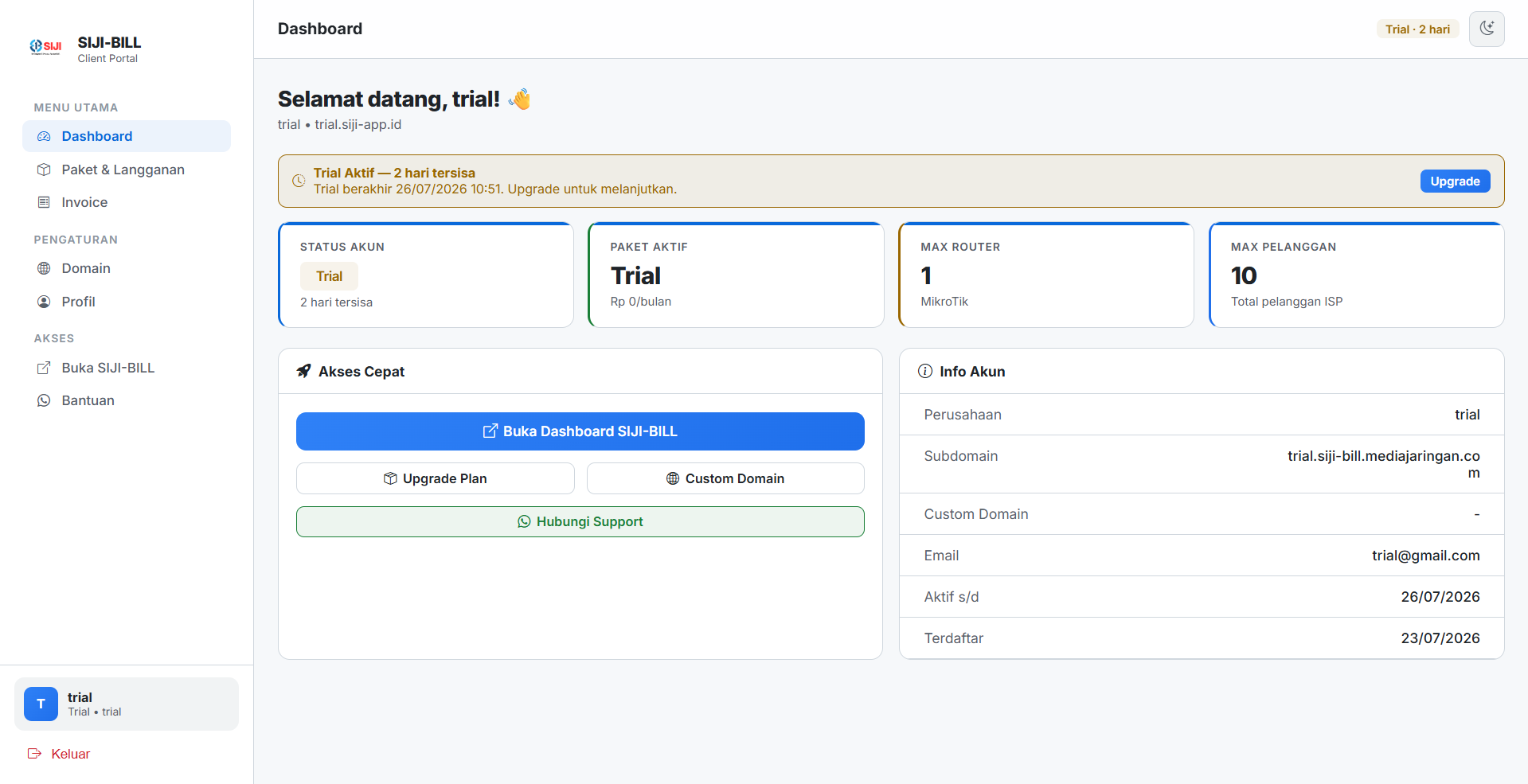 Monitoring MikroTik realtime di SIJI-BILL