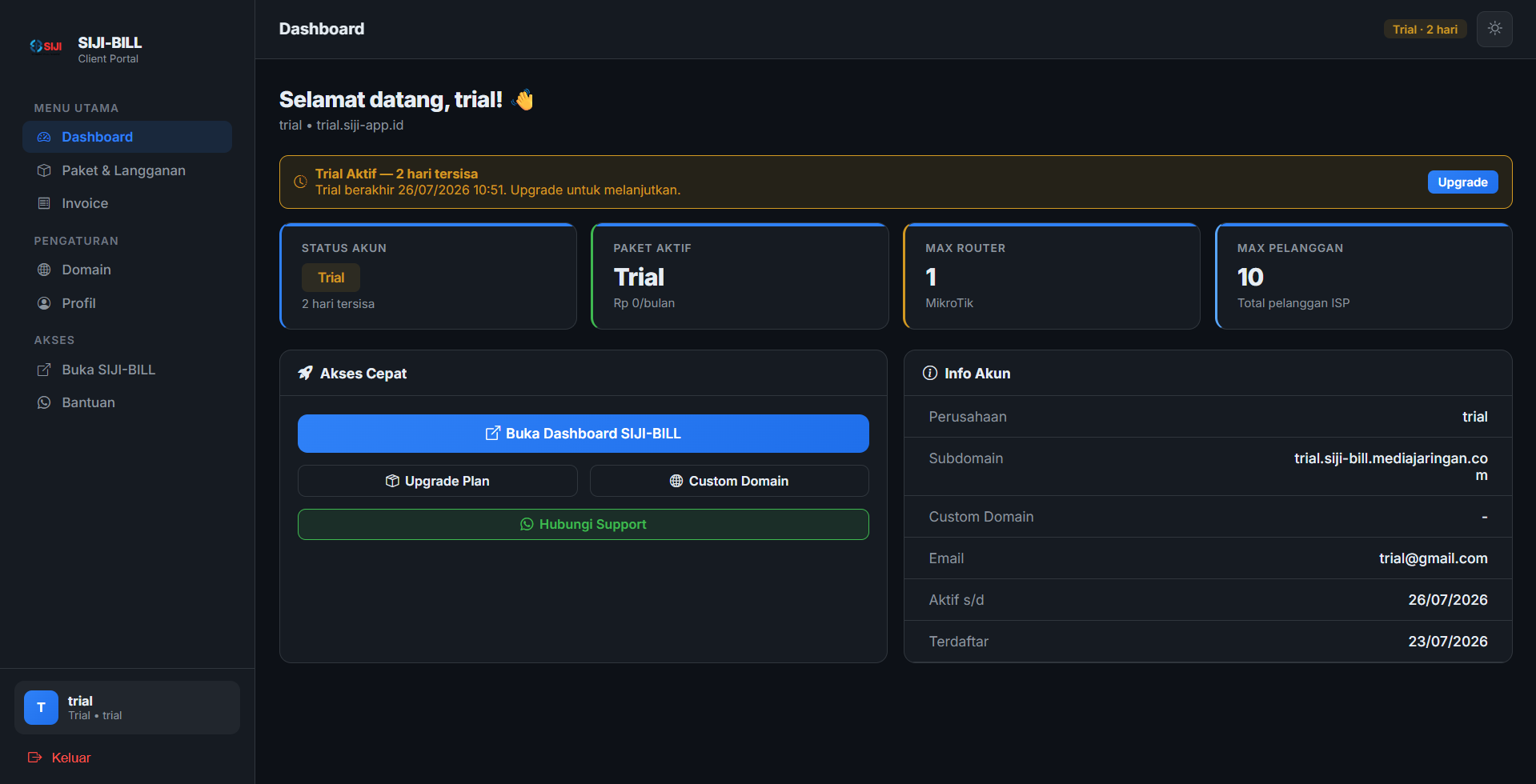 Monitoring MikroTik realtime di SIJI-BILL